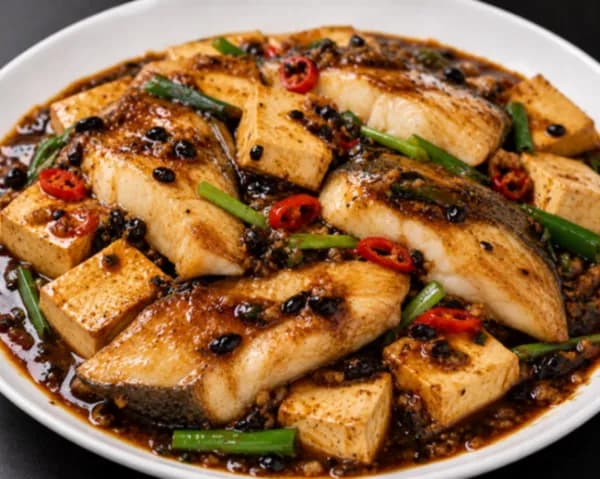Black Cod in Black Bean Sauce with tofu
